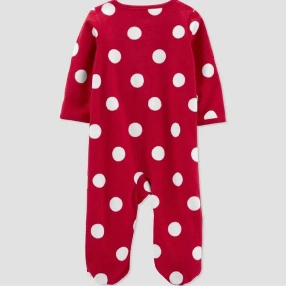 Carter's Just One You Baby Girls Reindeer Dot Footed Pajama Red 3M - Picture 2 of 6